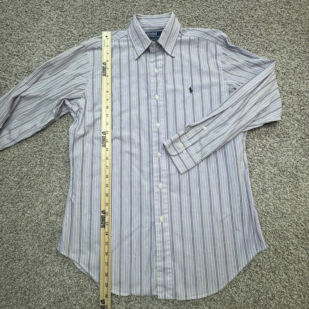 Polo Ralph Lauren Andrew‎ Men Dress Shirt Purple 15 32/33 Preppy Small Striped